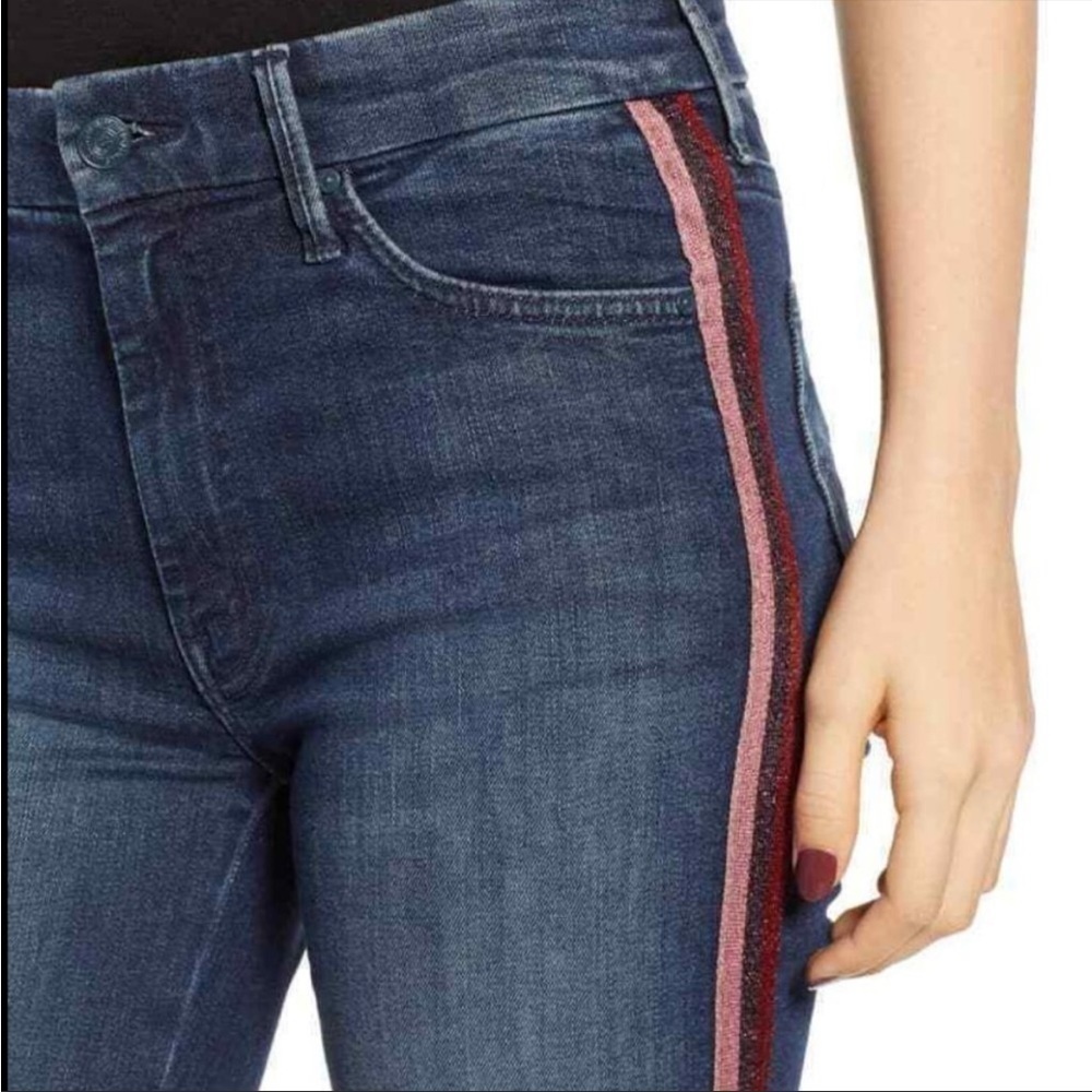 MOTHER High Waisted Looker Jean Here Kitty Kitty Glitter Race Sz 27